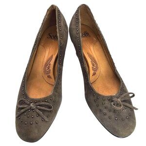 Söfft 9.5M Kalliope Nimbus Grey Suede Heels Studded Bow